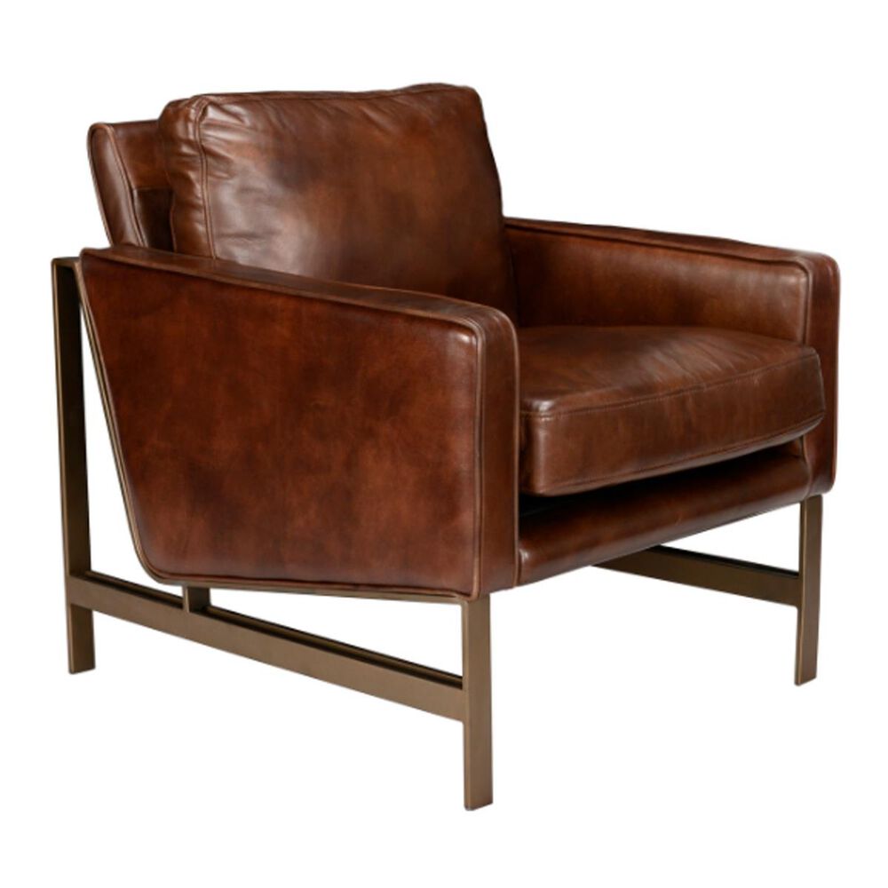 Classic Home Chazzie Leather Club Chair in Dusty Brown Leather NFM