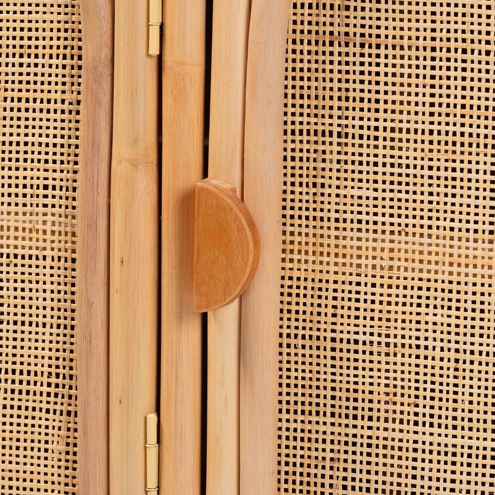 Baxton Studio Evania 3-Door Rattan Storage Cabinet in Natural, , large