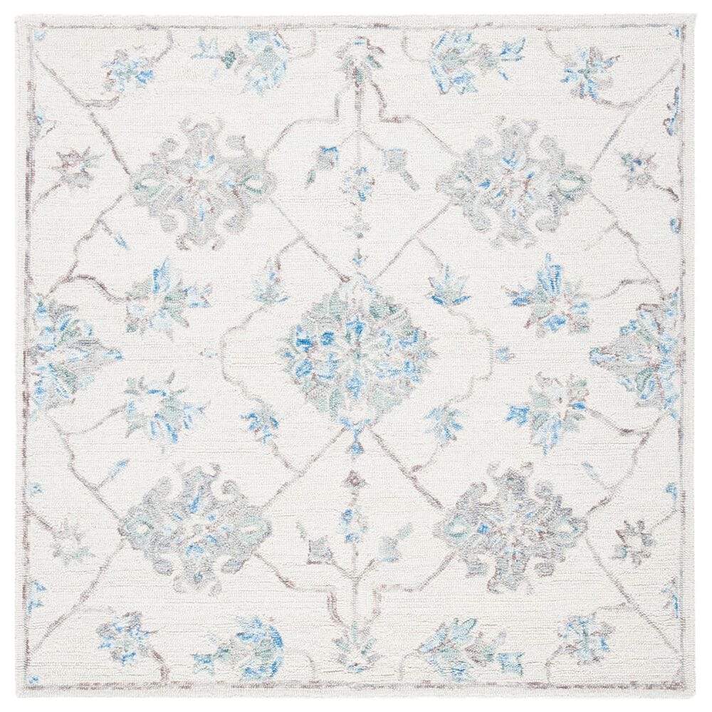 Safavieh Micro-Loop Oriental 5" Square Ivory and Grey Area Rug, , large