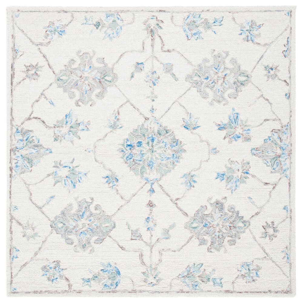 Safavieh Micro-Loop Oriental 5" Square Ivory and Grey Area Rug, , large