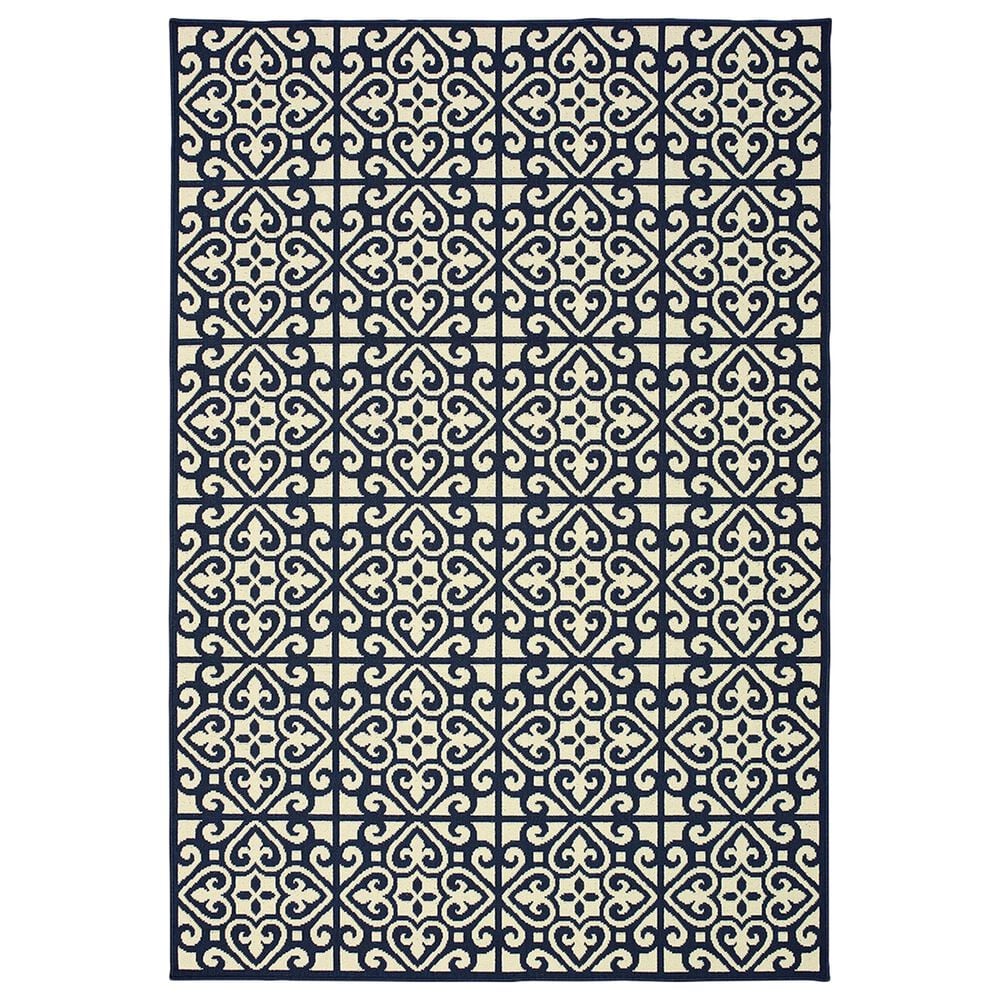 Oriental Weavers Marina 5927B 5"3" x 7"6" Ivory and Navy Area Rug, , large