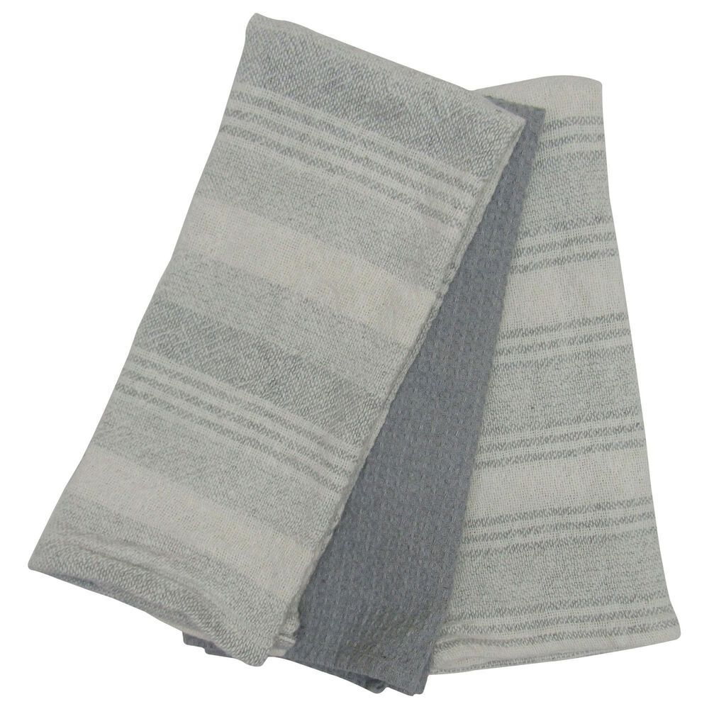 Willow & Hem Magnolia Kitchen Towel in Silver (Set of 3), , large
