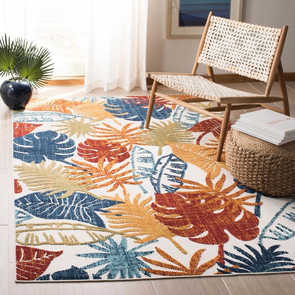 Safavieh Cabana CBN831A 6&#39; x 9&#39; Creme and Red Indoor/Outdoor Area Performance Rug, , large
