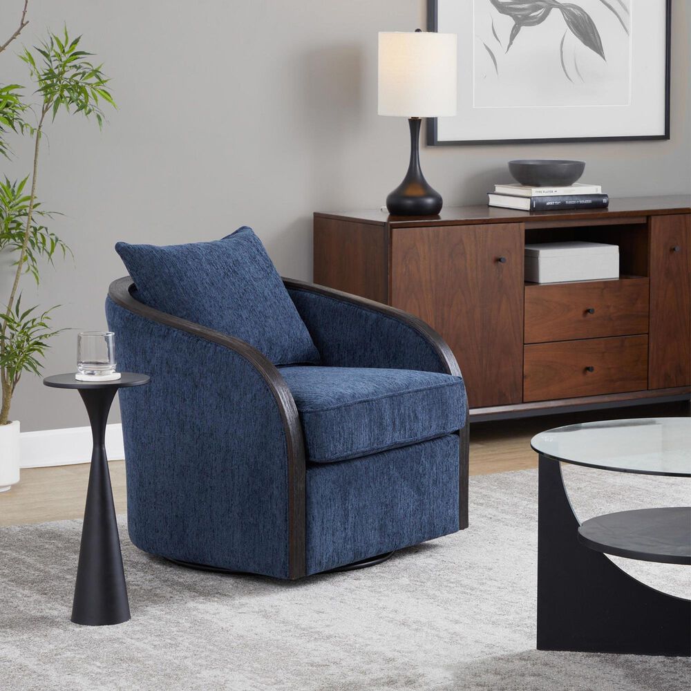 LumiSource Gemma Swivel Accent Chair in Blue Indigo, , large