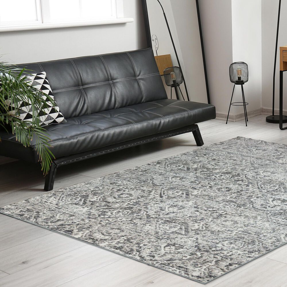 Radici USA Livigno Damask 5&#39;3&quot; x 7&#39;3&quot; Grey Area Rug, , large