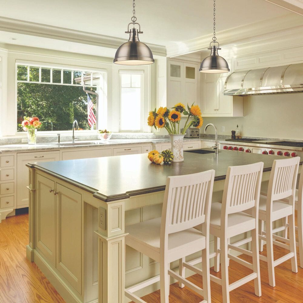 Golden Lighting Duncan 1-Light Pendant with Chain in Aged Brass, , large