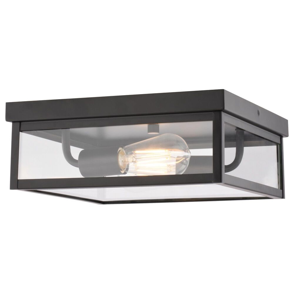 Vaxcel Clinton 2-Light Outdoor Flush Mount in Matte Black, , large