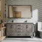 Lexora Home Jacques 60" Double Bathroom Vanity in Distressed Grey with 2 cm White Carrara Marble Top and Rectangular Sinks, , large