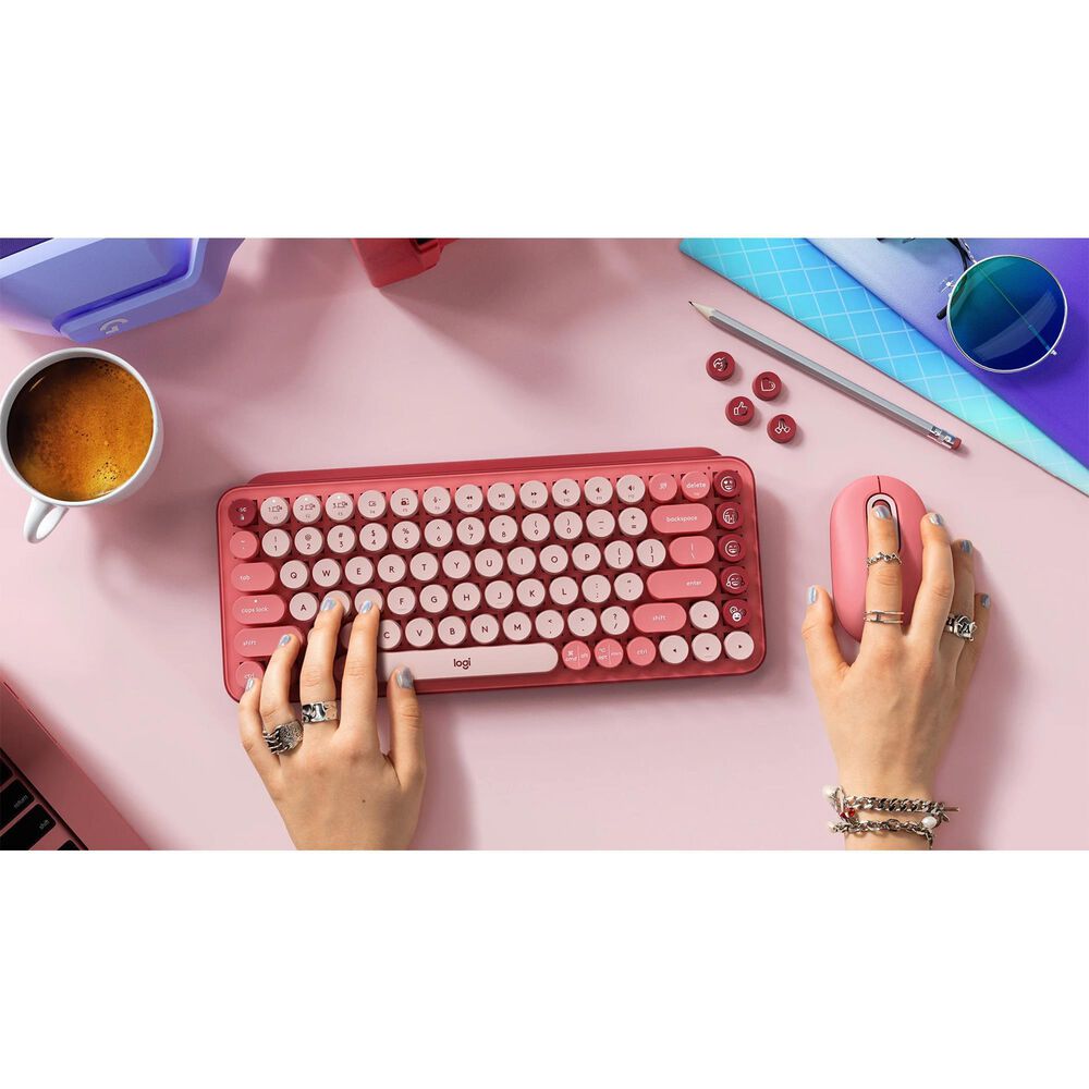 Logitech Pop Emoji Wireless Keyboard in Pink, , large