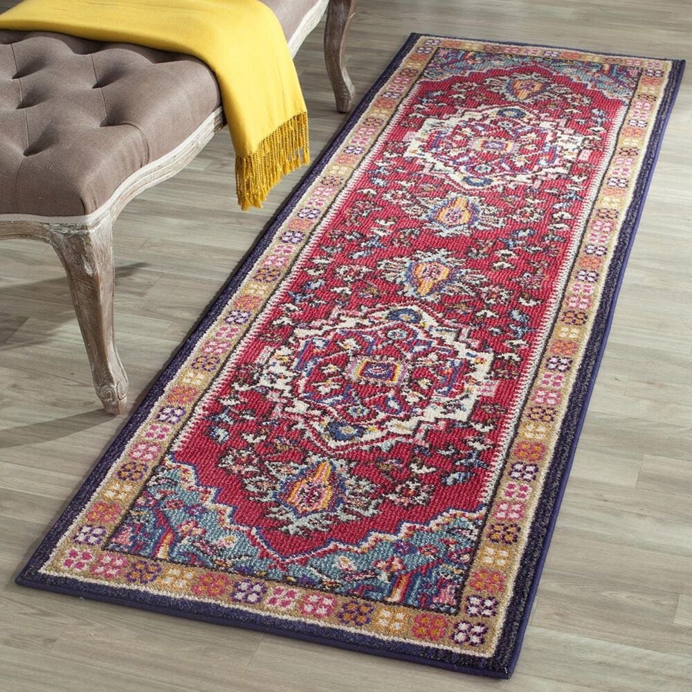 Safavieh Monaco MNC207C-214 2"2" x 14" Red/Turquoise Runner, , large