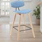 Armen Living Fox Bar Height Stool with Light Blue Upholstery in Patterned Oak, , large