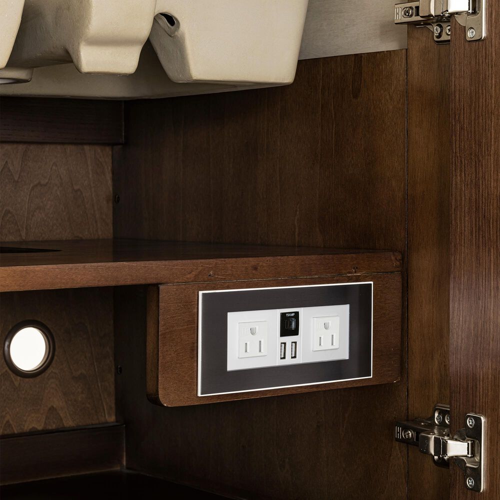 James Martin Vanities Amberly 36" Single Bathroom Vanity in Mid-Century Walnut with Single Hole 3 cm White Zeus Quartz Top and Rectangular Sink, , large