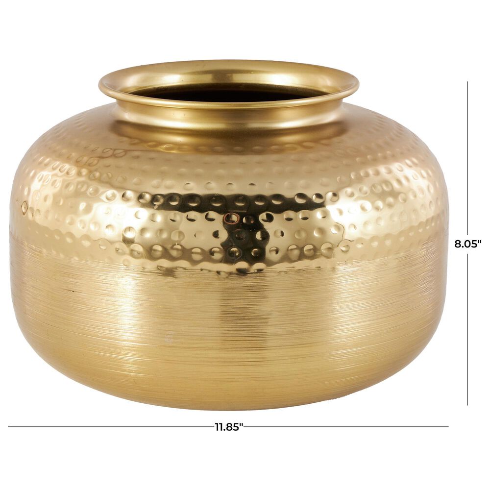 Maple and Jade 20&quot; Decorative Vase with Hammered Top in Brushed Gold, , large