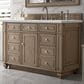 James Martin Vanities Bristol 48" Single Bathroom Vanity in Whitewashed Walnut with 3 cm Carrara White Marble Top and Rectangular Sink, , large