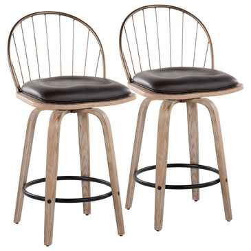 Lumisource Riley 26" Swivel Counter Stool in White Washed, Black and Antique Copper (Set of 2), , large