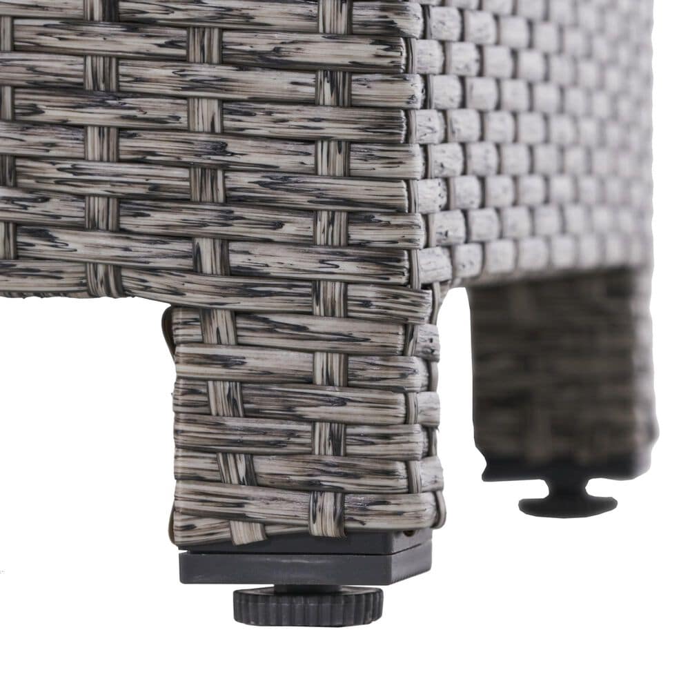Hearth and Haven Puerta Outdoor Cube Wicker Side Table with Iron Frame in Black, , large