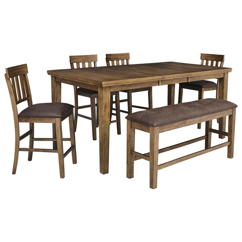 Ashley Ashley Urbinforte 6-Piece Rectangular Counter Dining Set in Light Brown, , large