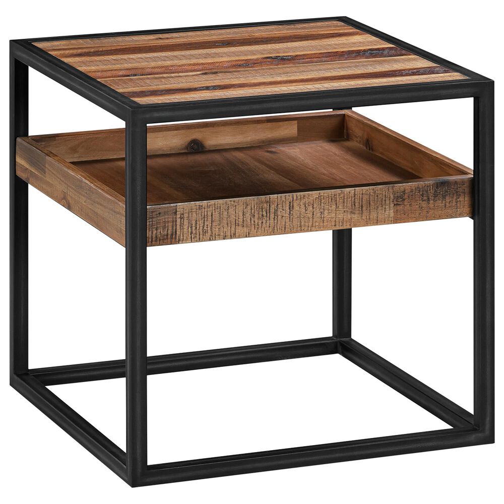 Blue River Ludgate End Table in Rustic Acacia and Black, , large