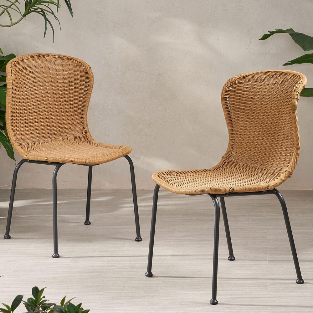 Hearth and Haven Boho Outdoor Chair in Light Brown &#40;Set of 2&#41;, , large