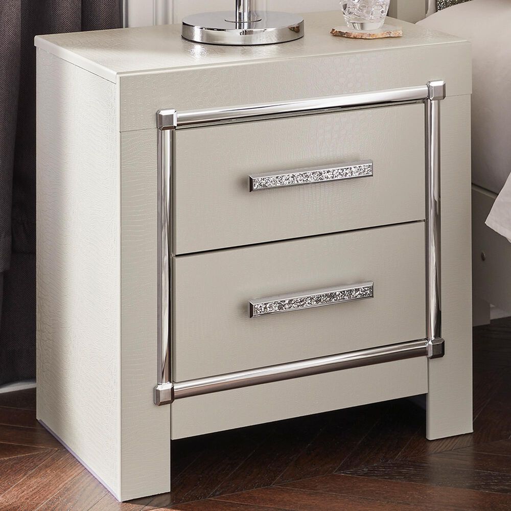 Ashley Zyniden 2-Drawer Nightstand in Silver, , large