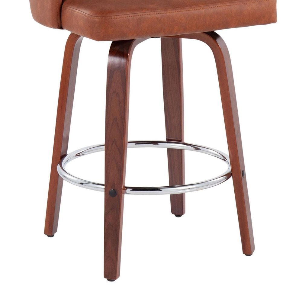 LumiSource Dahlia Swivel Counter Stool with Camel Upholstery in Walnut and Chrome (Set of 2), , large