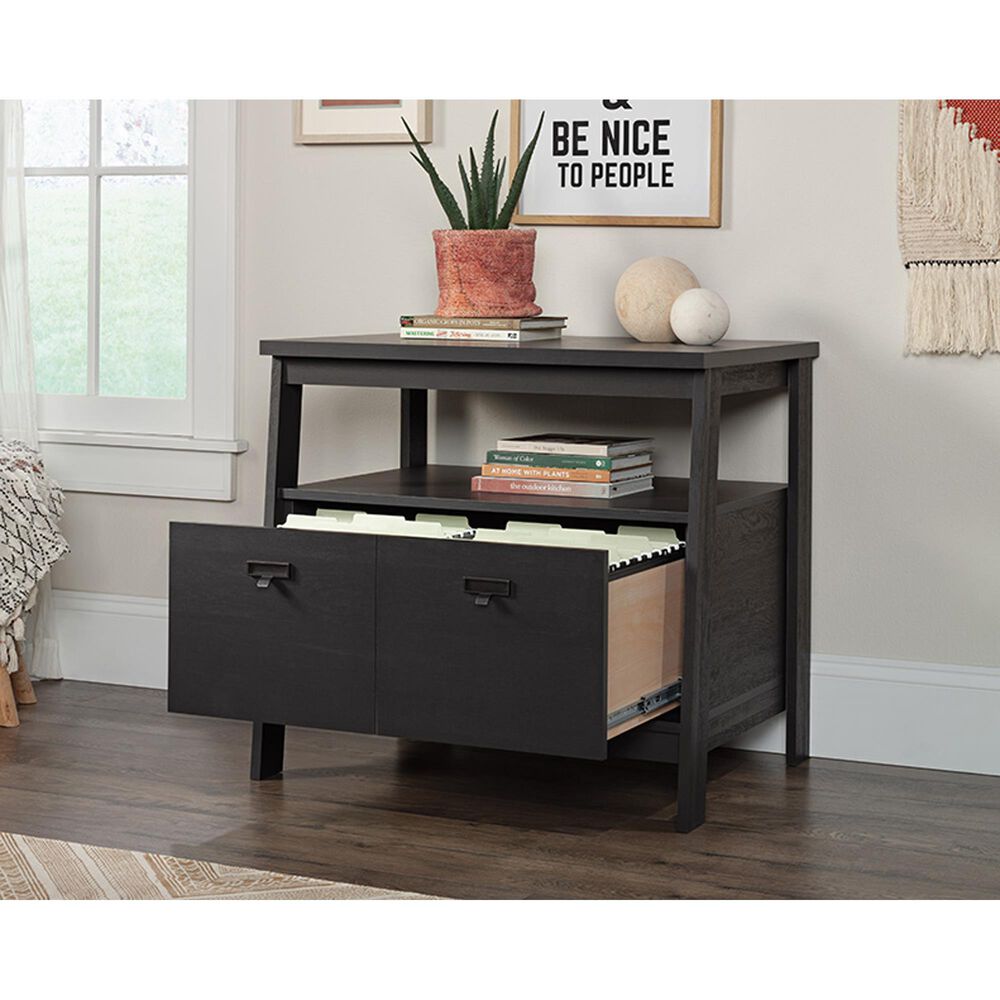 Sauder Trestle 1Drawer Lateral Filing in Raven Oak Shop NFM