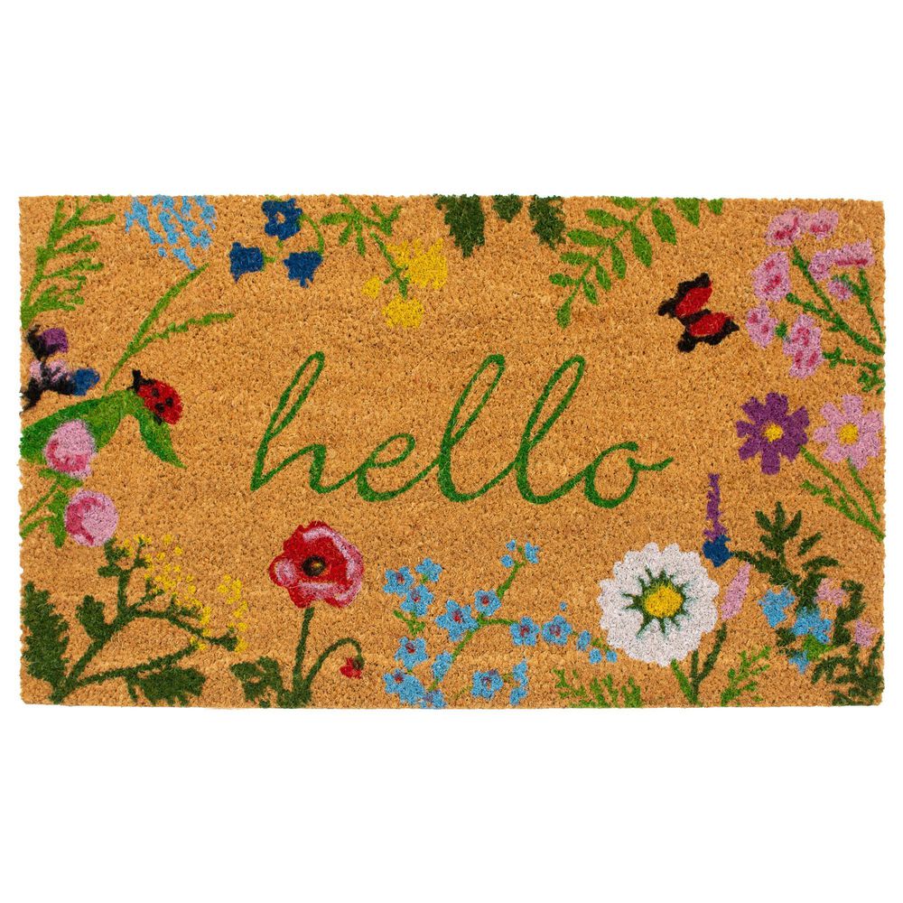 Calloway Mills Floral Hello Multicolor 1"5" x 2"5" Doormat, , large
