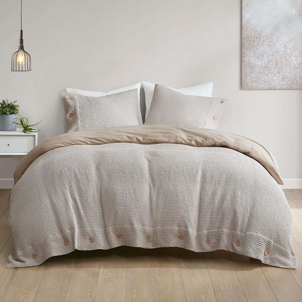 Hampton Park Mara 3-Piece Full/Queen Duvet Cover Set in Taupe, , large