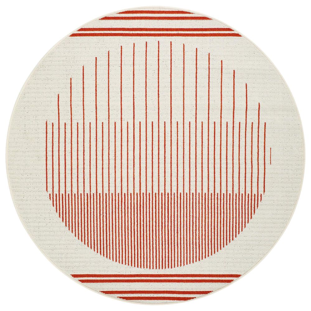 Surya Alfresco 8&#39;10&quot; Round Pearl, Garnet and Camel Indoor/Outdoor Area Rug, , large