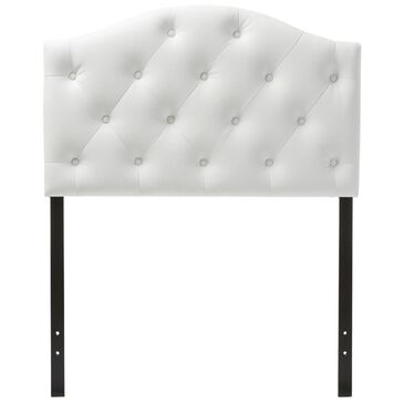 Baxton Studio Twin Upholstered Button Tufted Headboard in White, , large