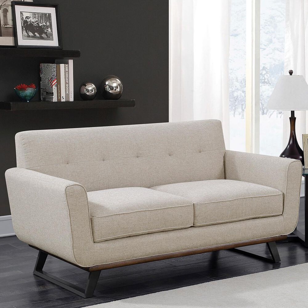Accentric Approach Urban Eclectic Loveseat in Beige, , large