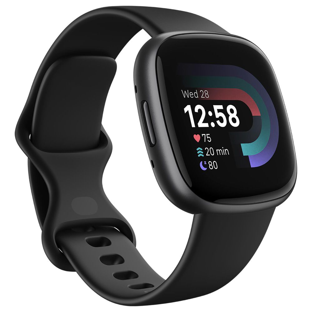 Fitbit Versa 4 Smartwatch Graphite Aluminum with Black Band, , large