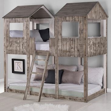 Forest Grove Twin over Twin Treehouse Bed in Dark Grey, , large