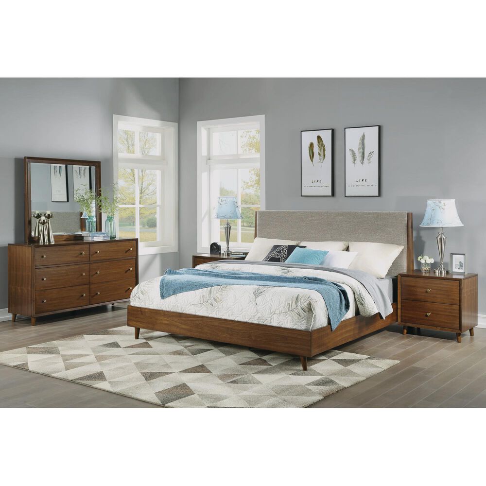 Flexsteel Ludwig 4 Piece King Bedroom Set in Walnut NFM