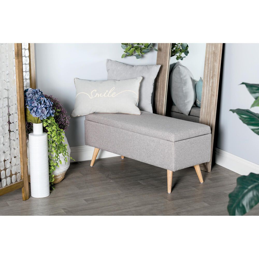 Maple and Jade Modern Storage Bench in Grey, , large