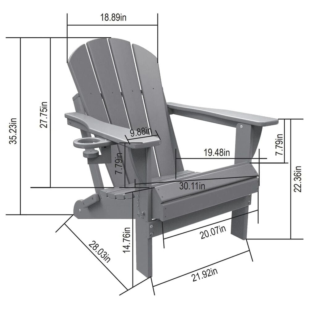 Hearth and Haven 3-Piece Outdoor Folding Adirondack Chair Set with Side Table in Navy Blue, , large