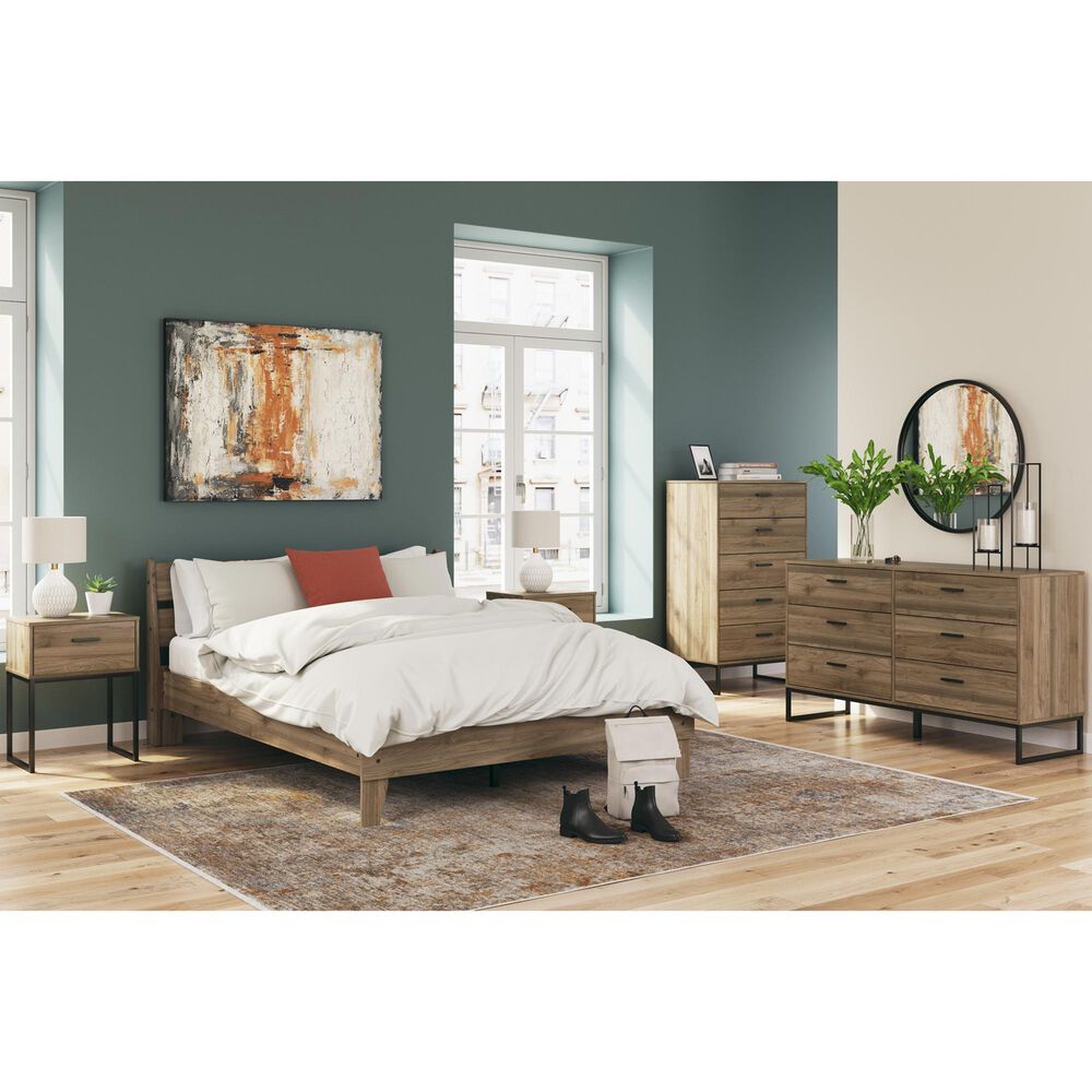 Ashley Deanlow 1-Drawer Nightstand in Honey Brown and Dark Pewter, , large