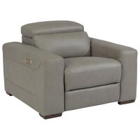 Flexsteel Lexon Leather Power Recliner with Power Headrest in Gray