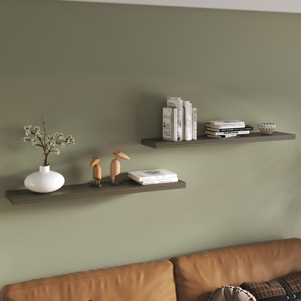 Hearth and Haven Ecco 47" Floating Wall Shelf in Gray (Set of 2), , large