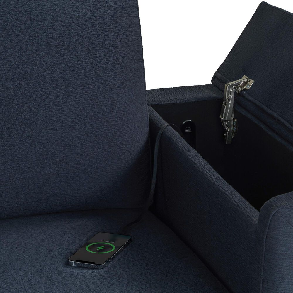 Lifestyle Solutions Riles Stationary Storage Sofa in Navy Blue, , large