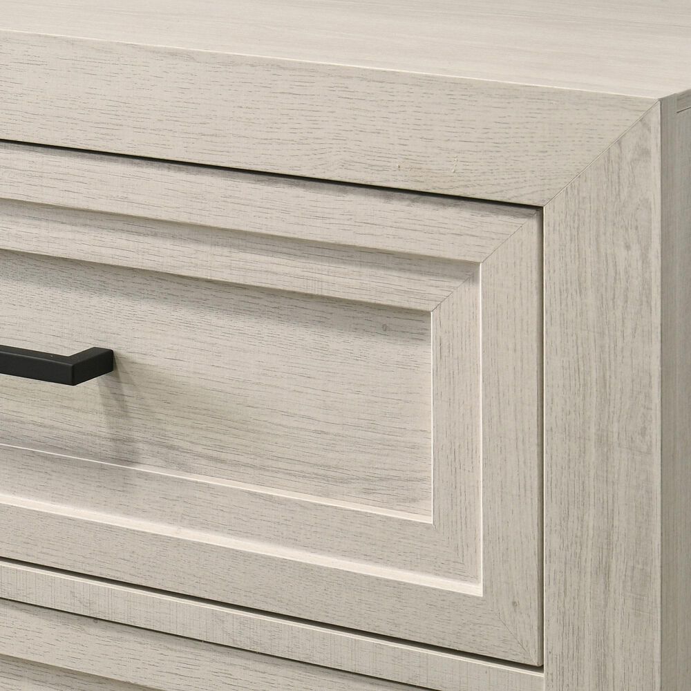 Hearth and Haven 2-Drawer Nightstand with Geometric Design in Off-White, , large