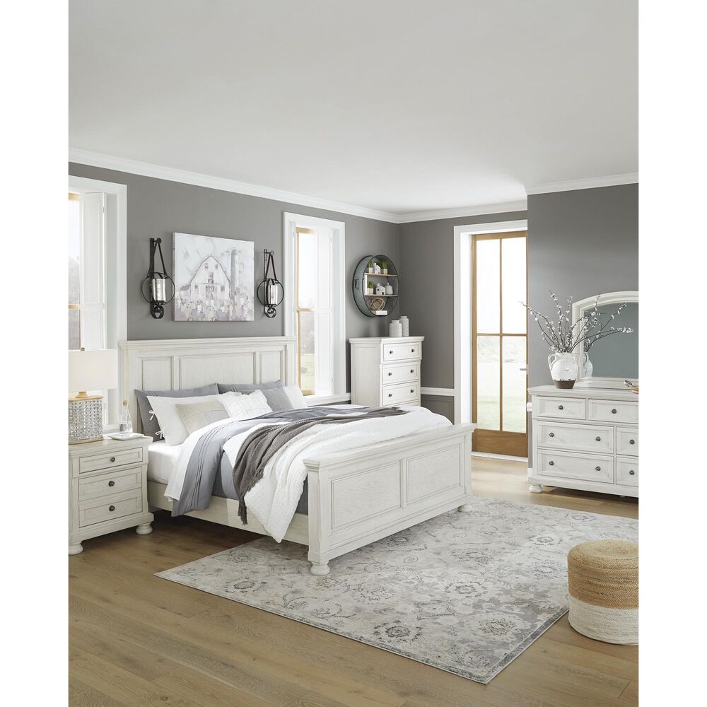 Ashley Robbinsdale California King Panel Bed in Antique White, , large