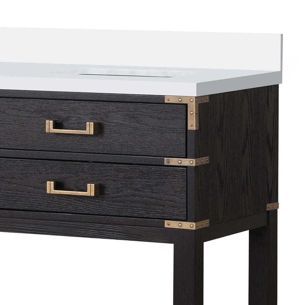Lexora Home Norwalk 72&quot; Double Bathroom Vanity in Black Oak with White Quartz Top and Rectangular Sinks, , large