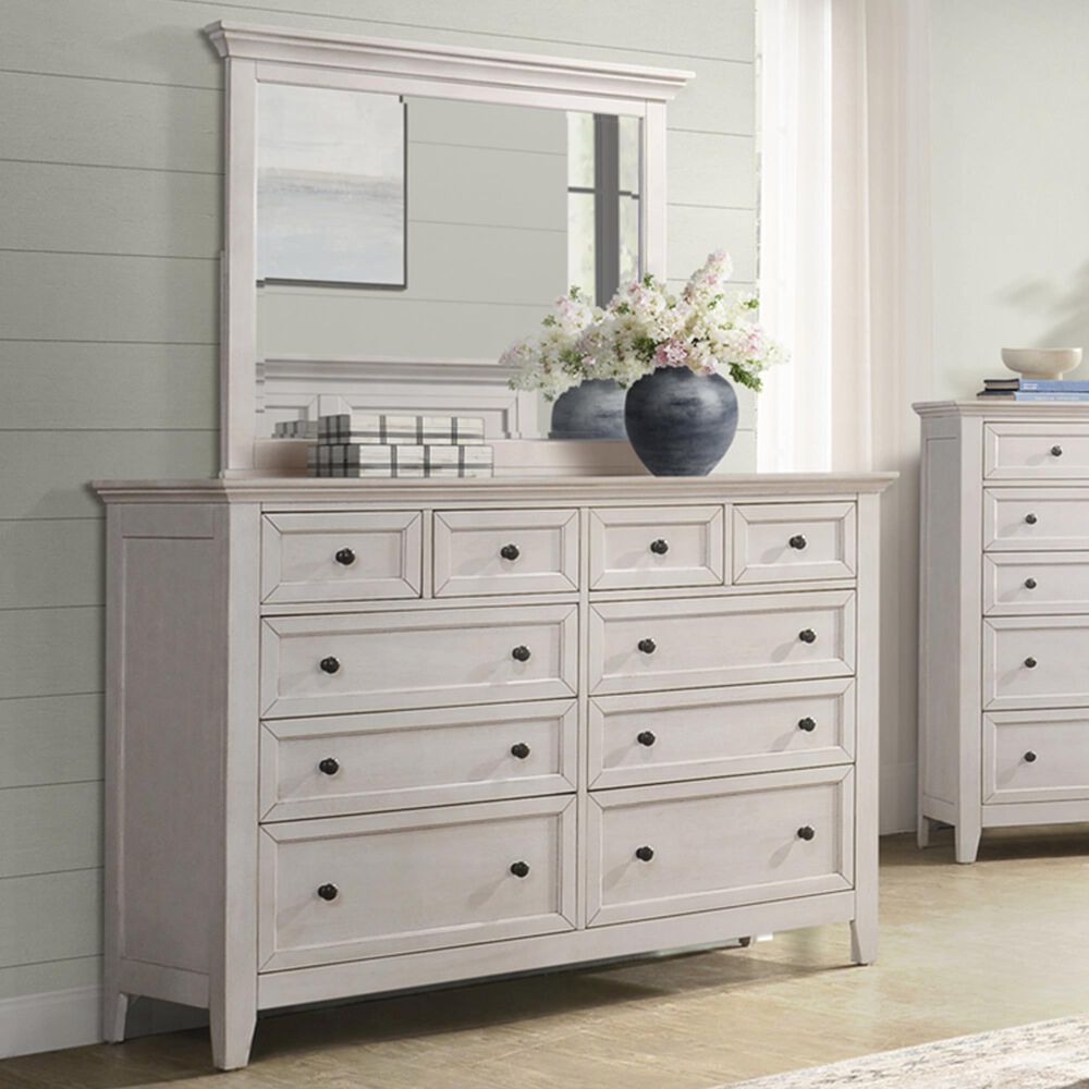 Hawthorne Furniture San Mateo 10-Drawer Dresser and Mirror in Rustic White, , large