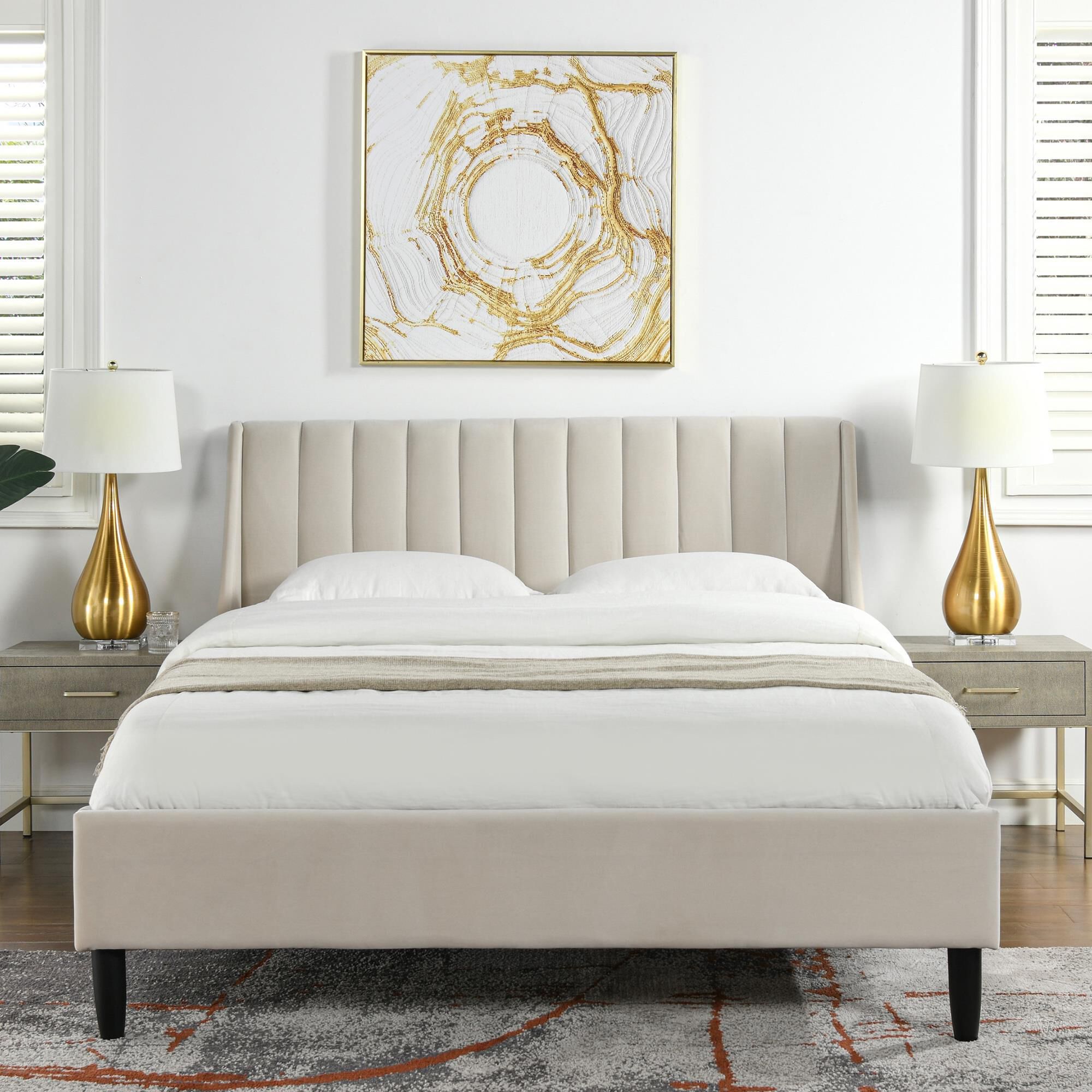 Jennifer Taylor Home Aspen Queen Platform Bed in French Beige NFM