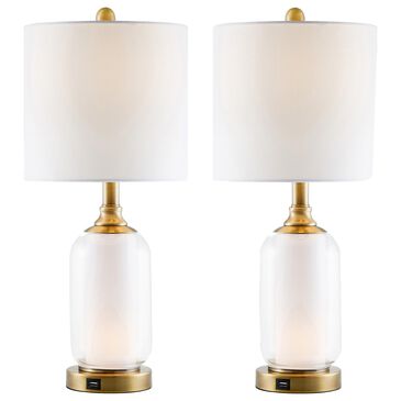 Lite Source Garton Table Lamp with USB Port in White (Set of 2), , large