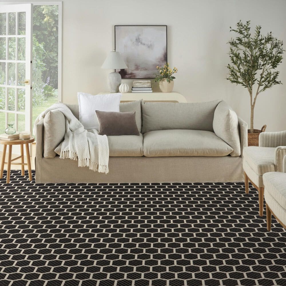 Nourison Twist Reversible 9&#39; x 12&#39; Black Indoor/Outdoor Area Rug, , large