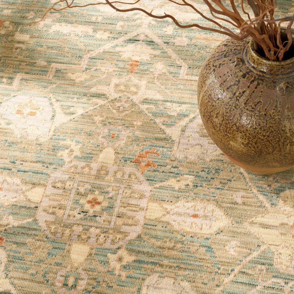 Nourison Antique Bloom Teal 5'6" x 8'6" Area Rug, , large