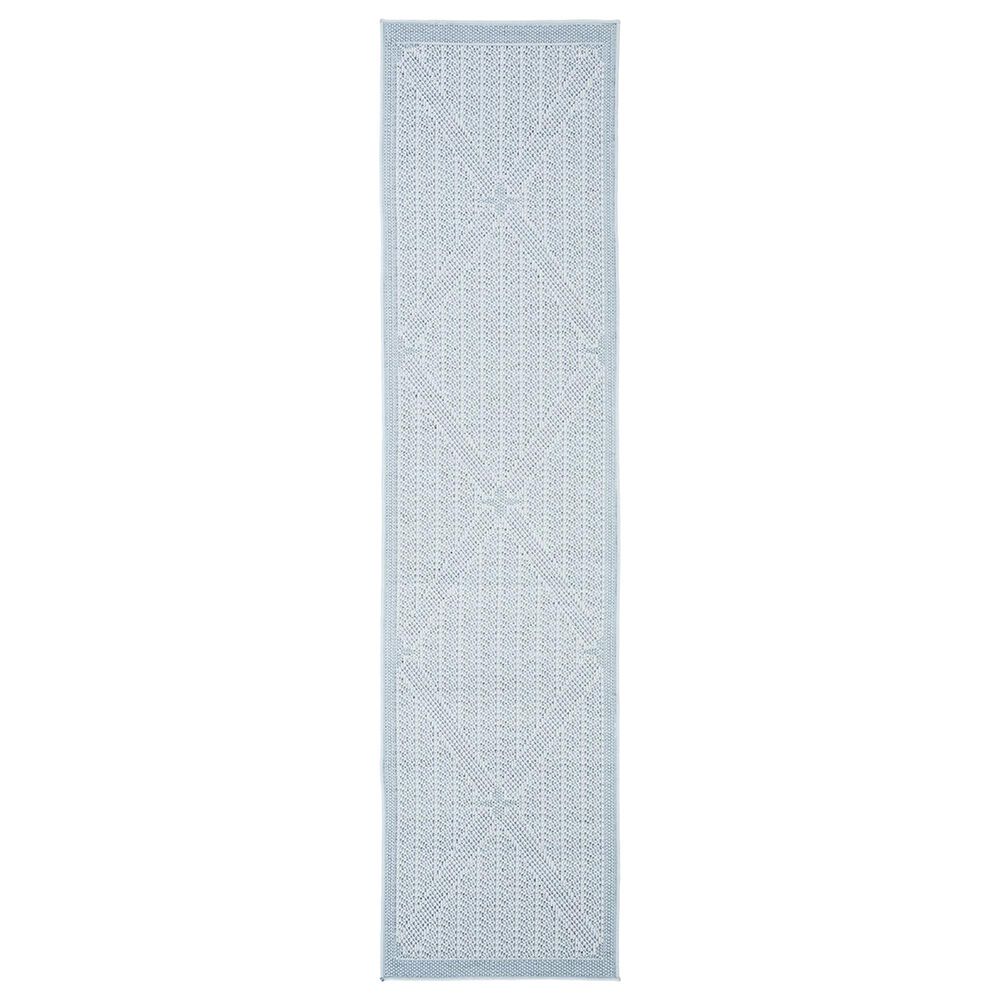 Safavieh Bermuda BMU811M 2" x 8" Light Blue and Ivory Indoor/Outdoor Area Performance Rug, , large