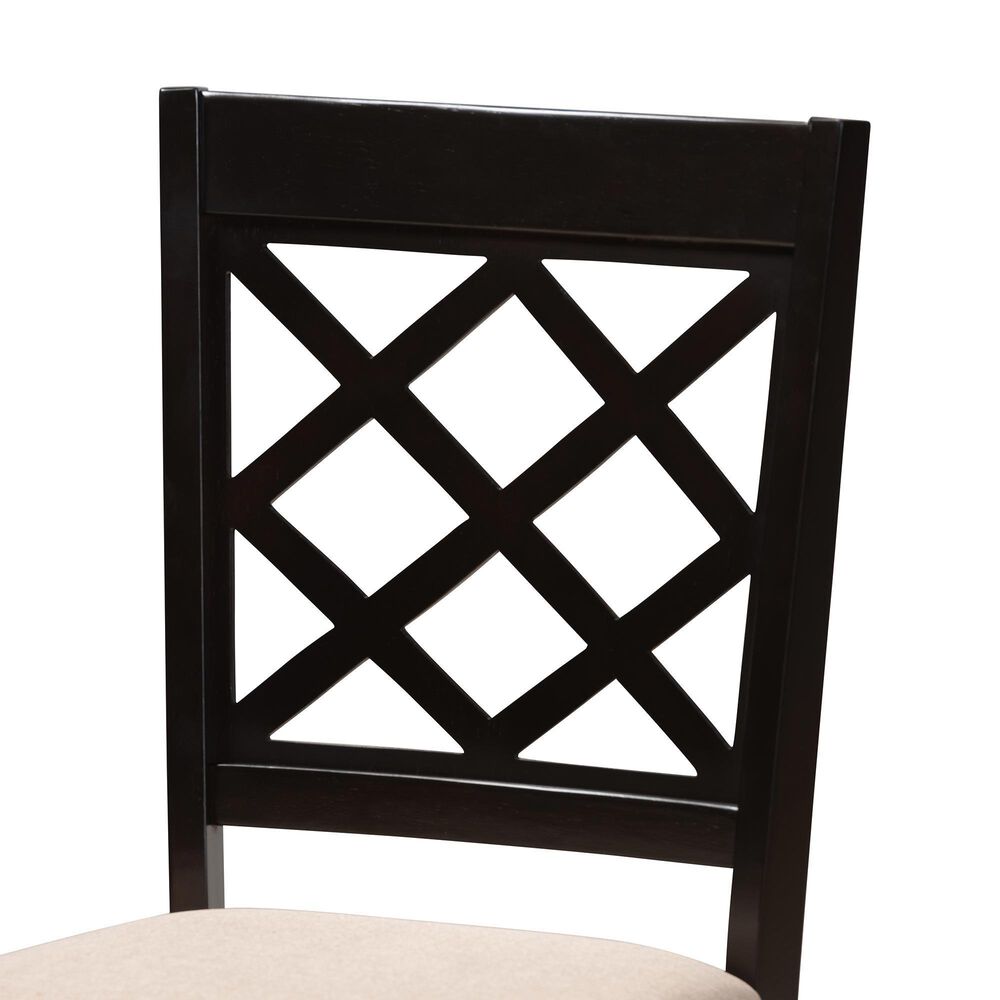 Baxton Studio Verner Side Chair with Sand Cushion in Espresso Brown (Set of 4), , large